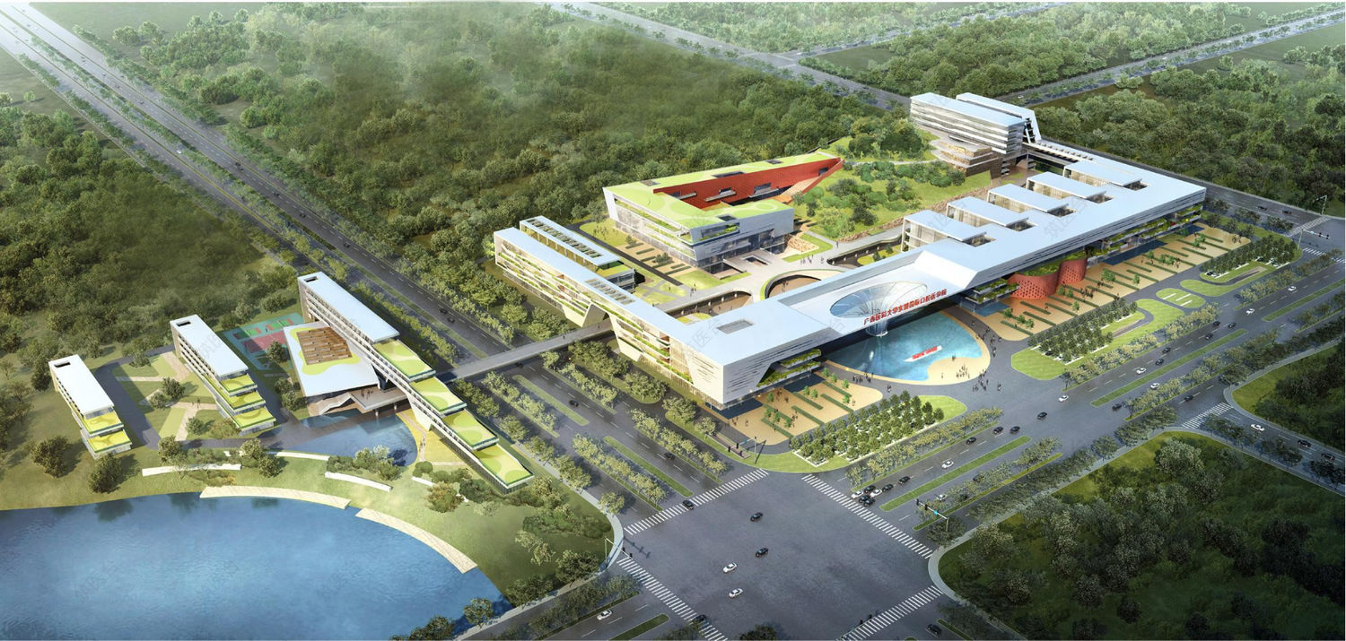 医院建筑设计鸟瞰效果图一
