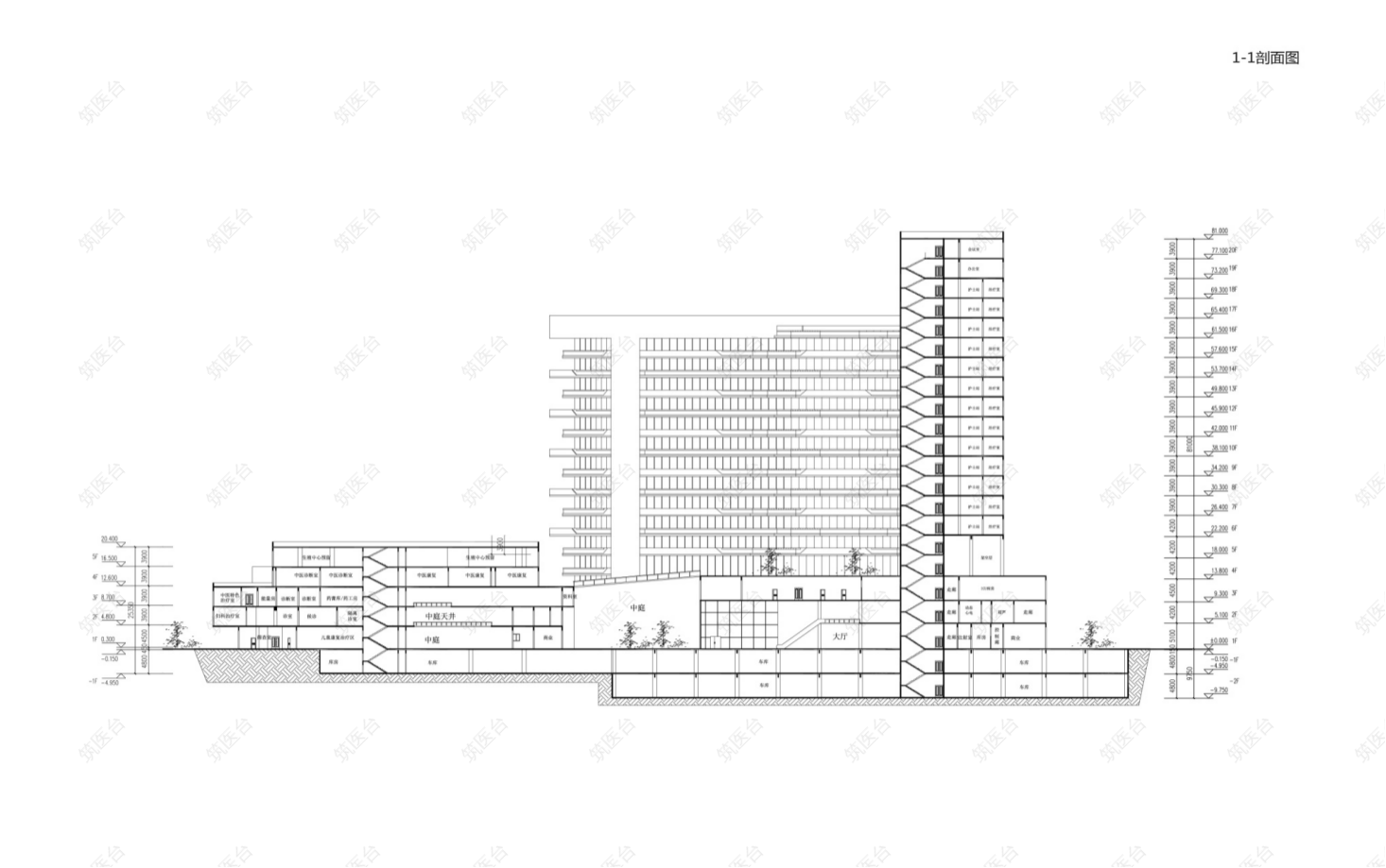 医院建筑剖面图

