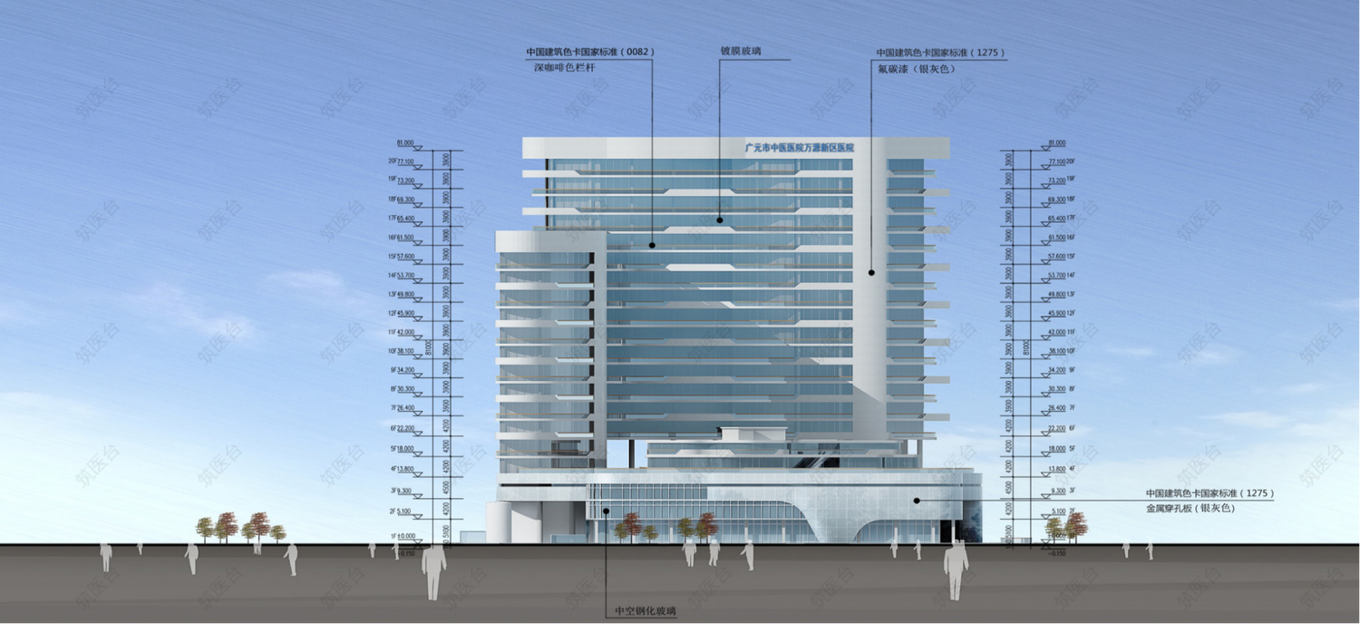 医院建筑西北立面图
