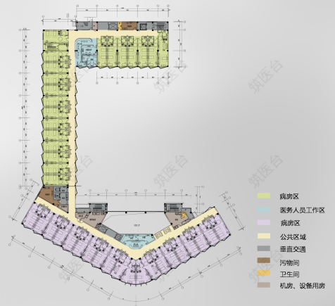 医院三、四层平面图
