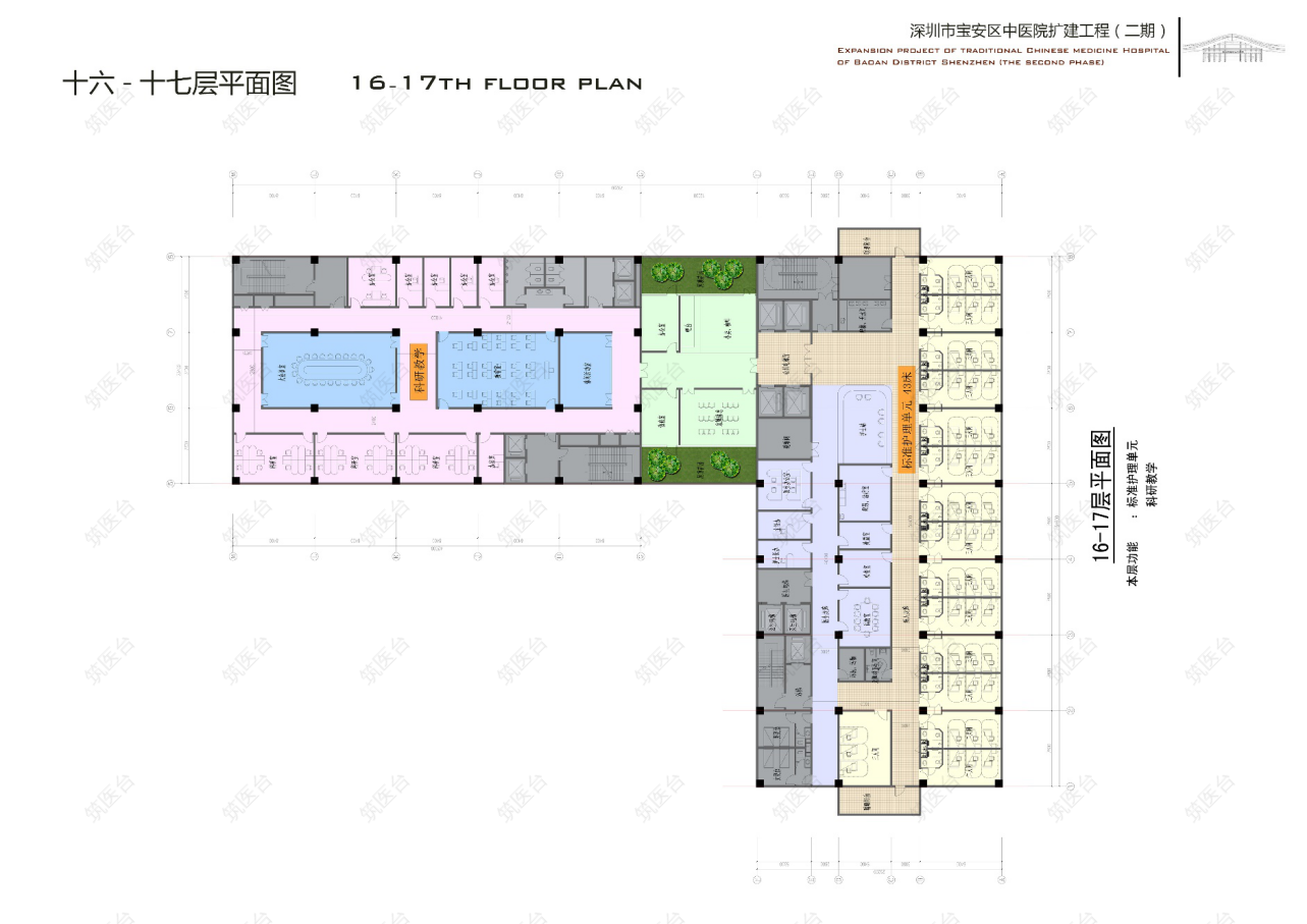 医院A区16-17层平面图
