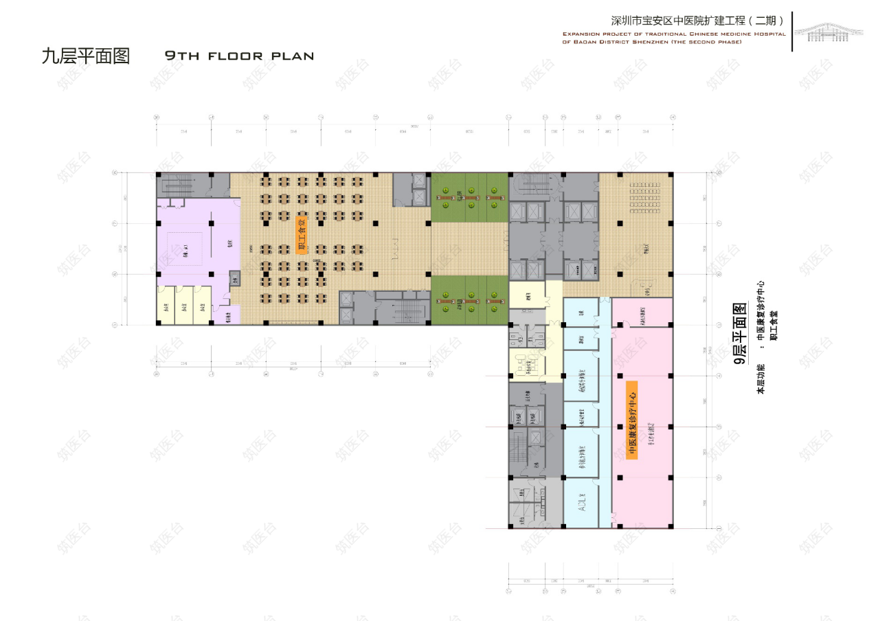医院A区九层平面图
