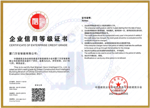 中国建筑业企业信用等级AAA级