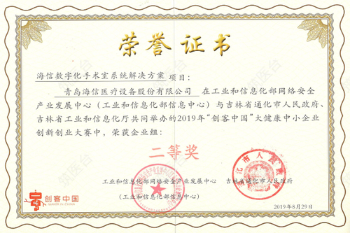 2019年“创客中国”创业大赛二等奖