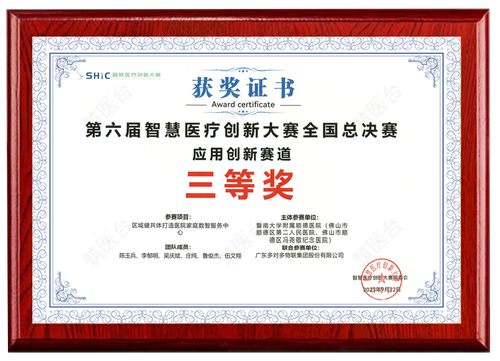 第六届智慧医疗创新大赛全国总决赛-应用创新赛道三等奖