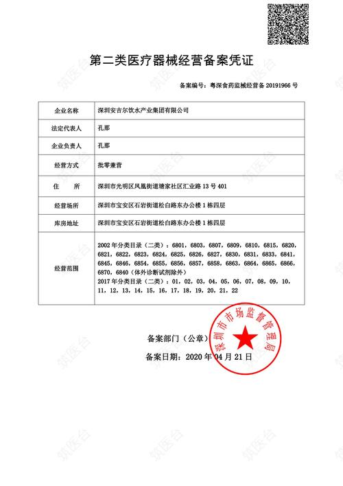 第二类医疗器械经营备案凭证