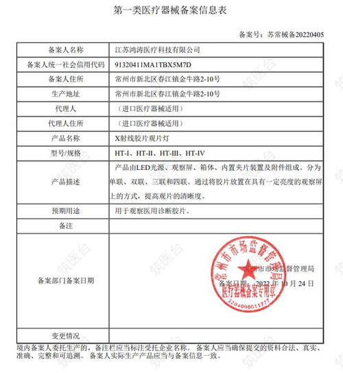 第一类医疗器械备案信息表