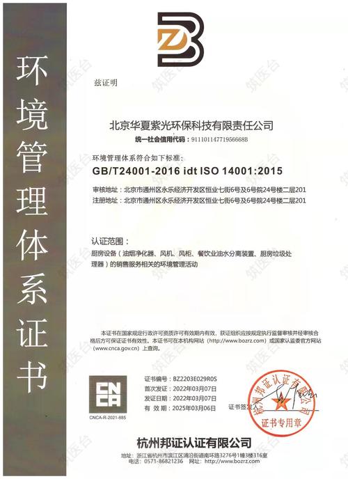 环境管理体系证书